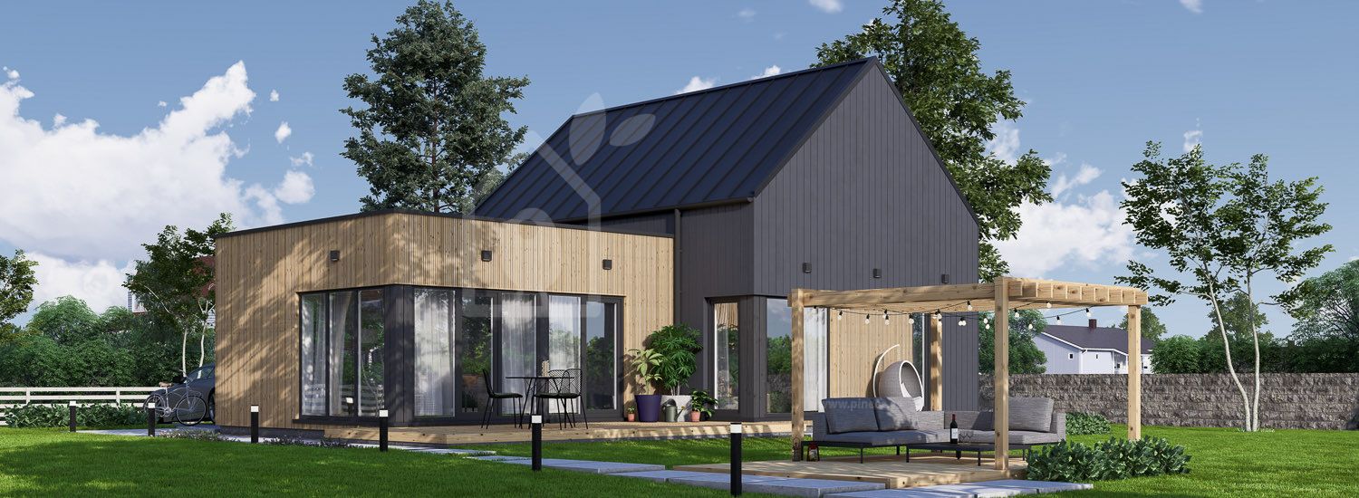 Casa prefabricada para vivir MIRABEL PV (Aislada PLUS, 44 mm + revestimiento), 70 m² visualization 1