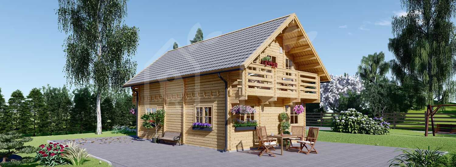 Casa de madera LANGON (Aislada, 44+44 mm), 95 m² visualization 1