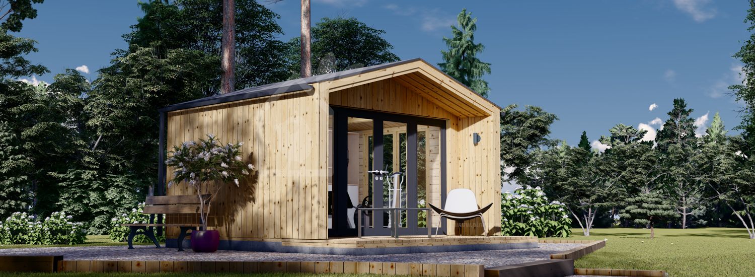 Caseta de jardín de madera PIA (34 mm + revestimiento), 4x3 m, 12 m² visualization 1