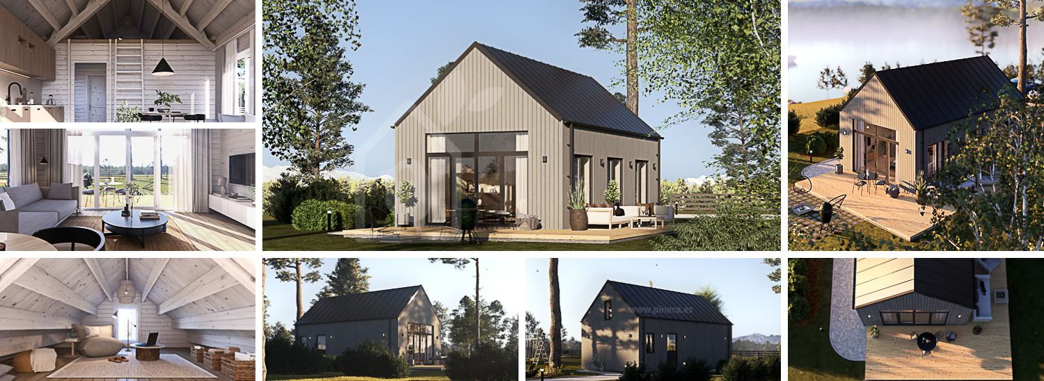 Casa de madera para vivir MILANA RV (Aislada PLUS, 44 mm + revestimiento), 41 m² visualization 1