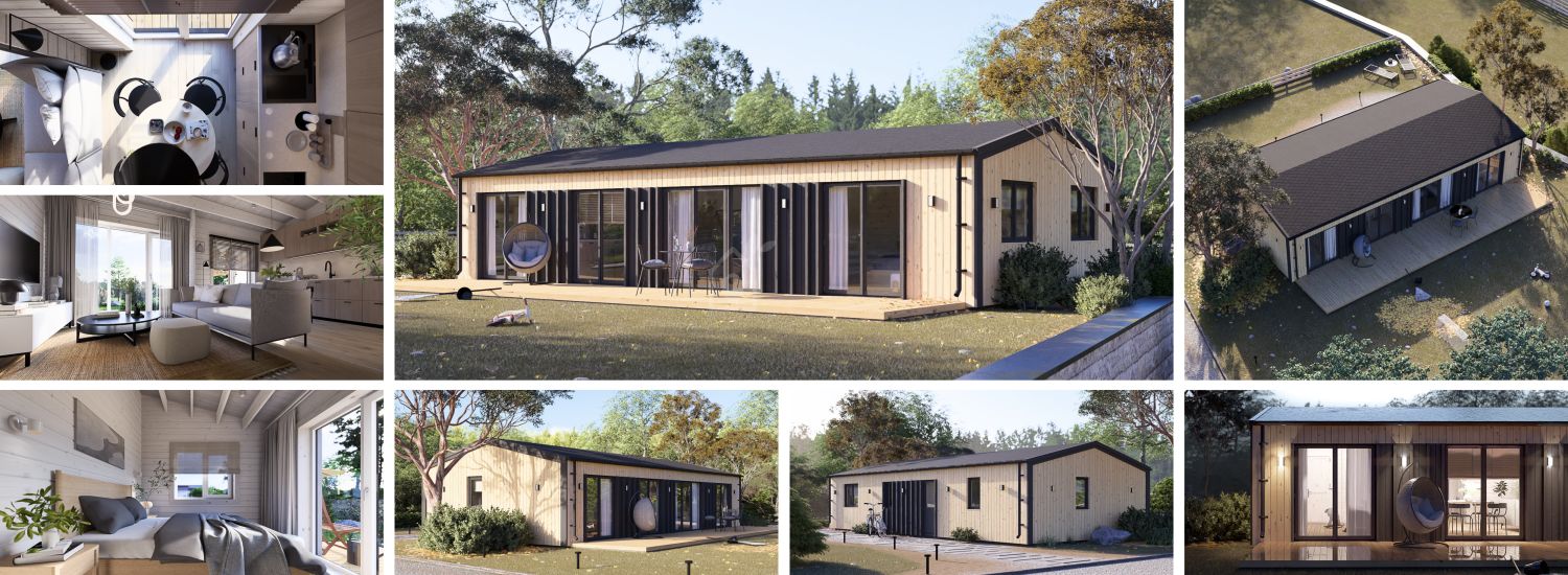 Casa de madera para vivir NICOLE (Aislada, 44 mm + revestimiento), 68 m² visualization 1