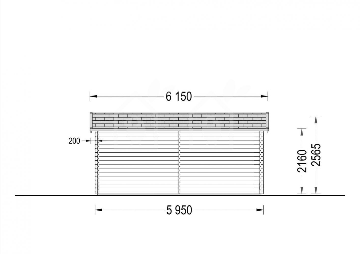 Garaje de madera de tejado plano DOBLE MODERN (44 mm), 6x6 m, 36 m²