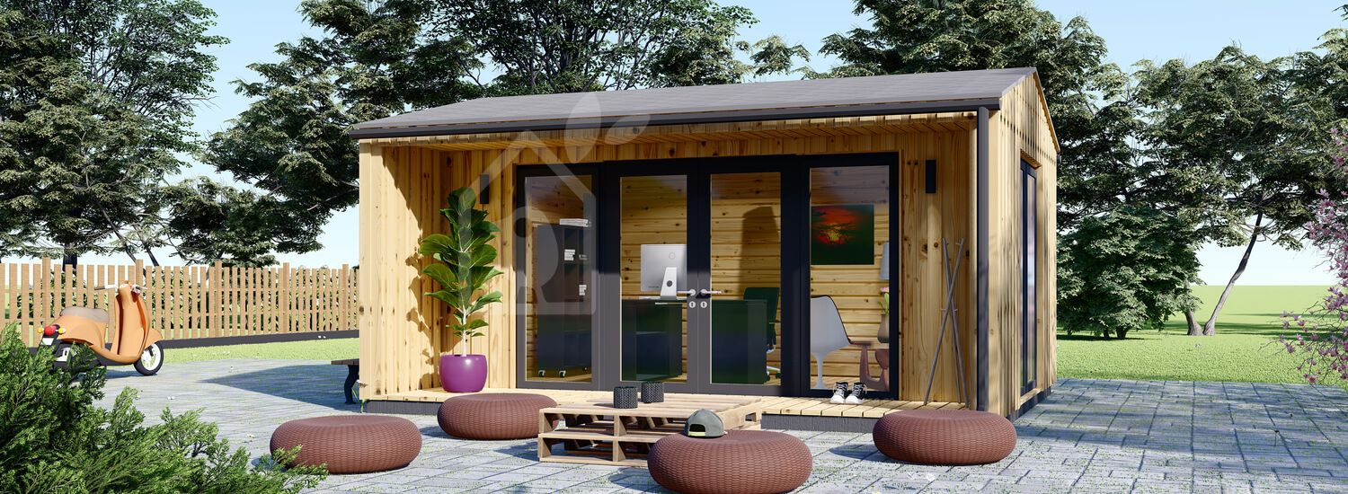 Oficina prefabricada para jardín TINA (44 mm + revestimiento), 5.5x4 m, 16.5 m² visualization 1