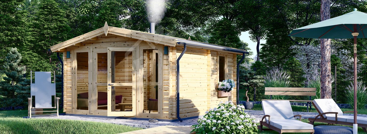 Sauna de exterior ELDA (44 mm), 4x4 m, 16 m² (4 habitaciones) visualization 1