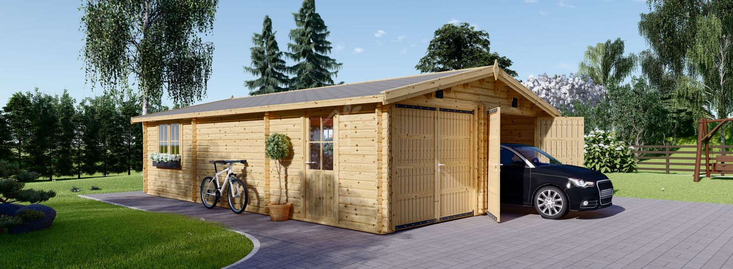 Garaje de madera CLASSIC DUO (44 mm), 6x8 m, 48 m² visualization 1