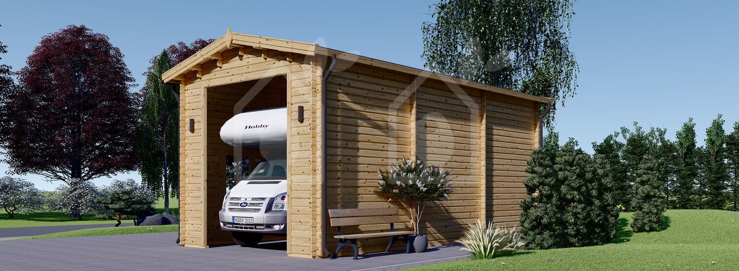 Garaje de madera CAMPING CAR (44 mm), 4x8 m, 32 m²