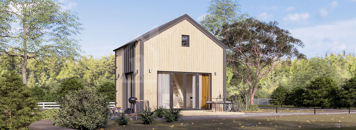 Caseta de madera habitable SARA RV (Aislada PLUS, 34 mm + revestimiento), 20 m² visualization 1