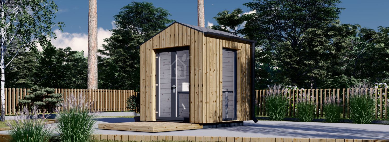 Oficina prefabricada de madera TONIA (34 mm + revestimiento), 2x2 m, 4 m² visualization 1