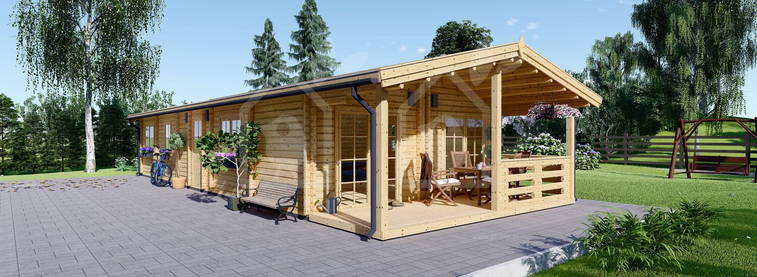 Casa de madera para vivir AVON (Aislada PLUS, 44+44 mm), 6x15 m, 90 m² visualization 1