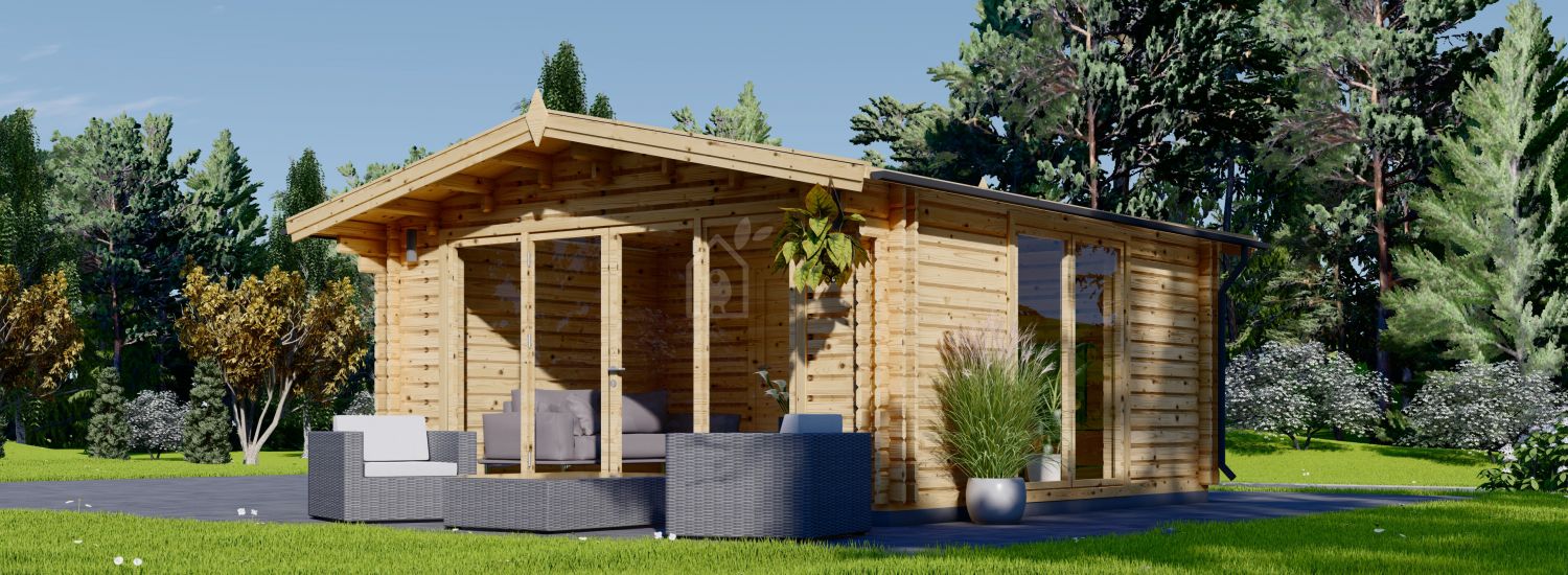 Caseta de jardín de madera SAMANTA (44+44 mm), 5x5 m, 25 m² visualization 1