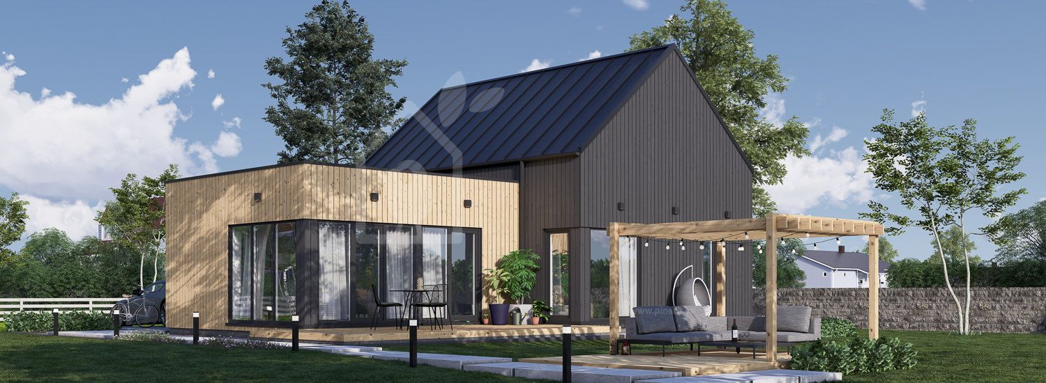 Casa de madera para vivir MIRABEL RV (Aislada PLUS, 44 mm + revestimiento), 70 m² visualization 1