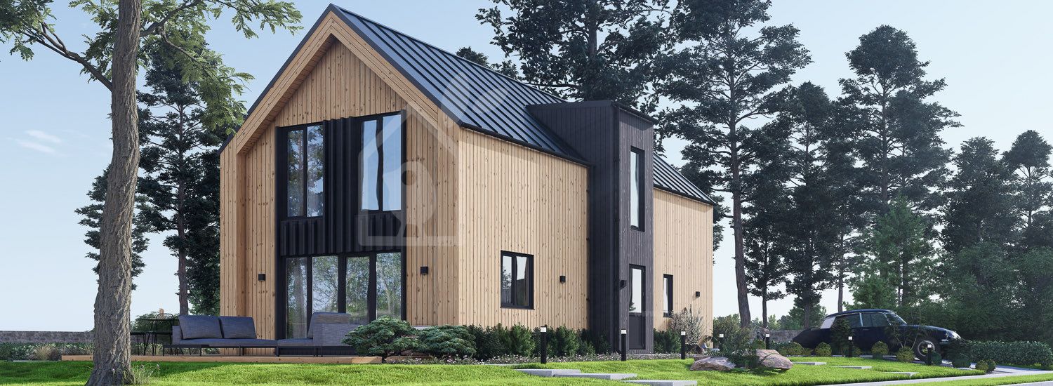 Casa de madera para vivir INGRID RV (Aislada PLUS, 44 mm + revestimiento), 137 m² visualization 1