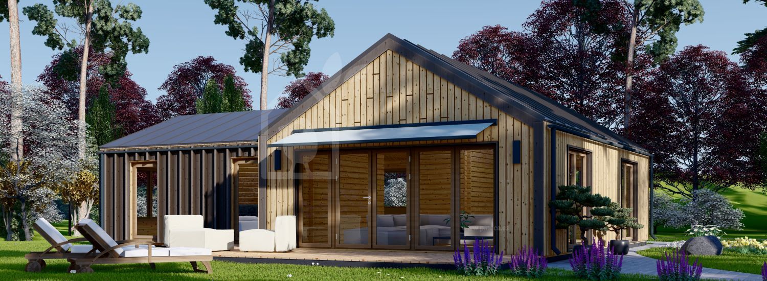 Casa de madera para vivir VALERI (Aislada PLUS, 44 mm + revestimiento), 80 m² visualization 1