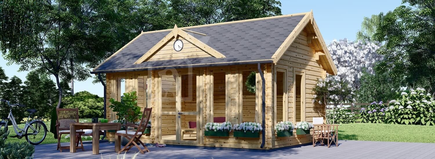 Caseta de jardín de madera CLOCKHOUSE (Aislada, 44+44 mm), 5.5x4 m, 22 m² visualization 1