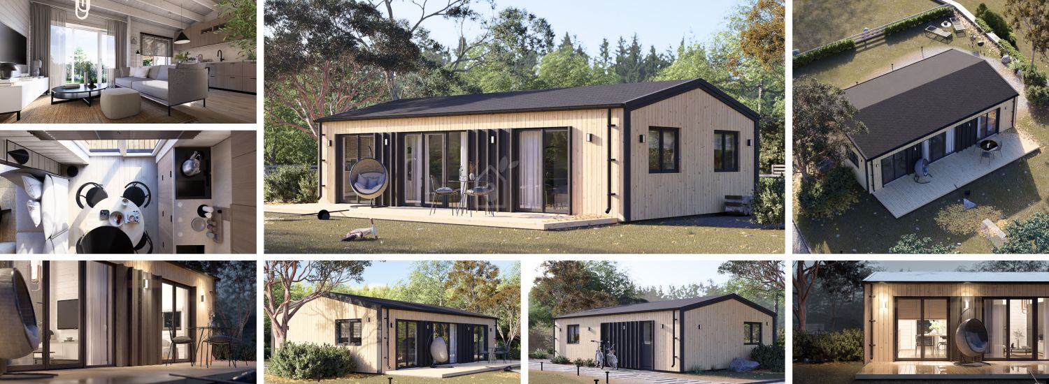 Casa de madera SELENE (44 mm + revestimiento), 54 m² visualization 1