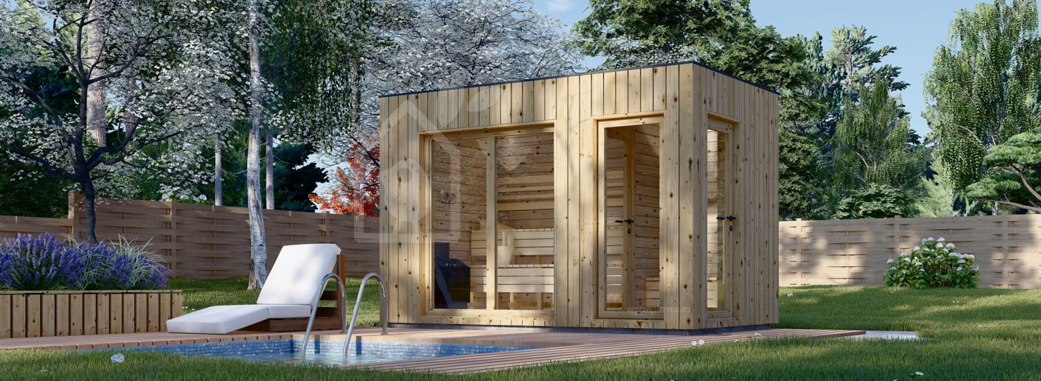 Sauna de exterior con vestuario DELLA (34 mm + revestimiento), 3,6 x 2,1 m, 5,5 m² visualization 1