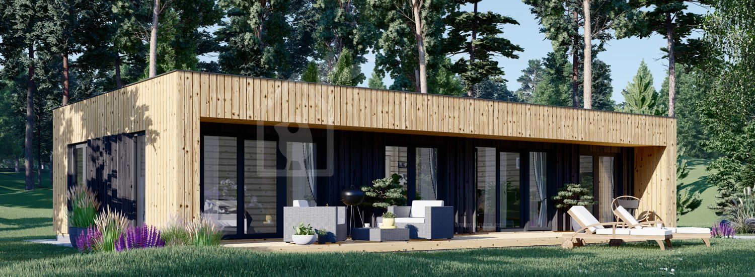 Casa de madera prefabricada KAYA 3 (44 mm + revestimiento), 70 m² visualization 1