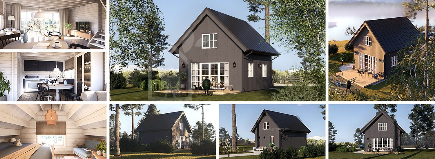 Casa prefabricada para vivir KARINA PV (Aislada PLUS, 44 mm + revestimiento), 46 m² visualization 1