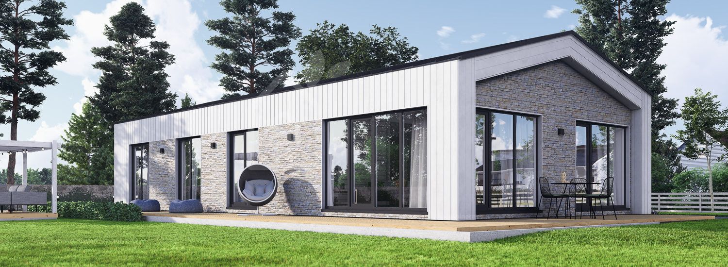 Casa prefabricada para vivir ROBERTA PV (Aislada PLUS, 44 mm + revestimiento), 95 m² visualization 1
