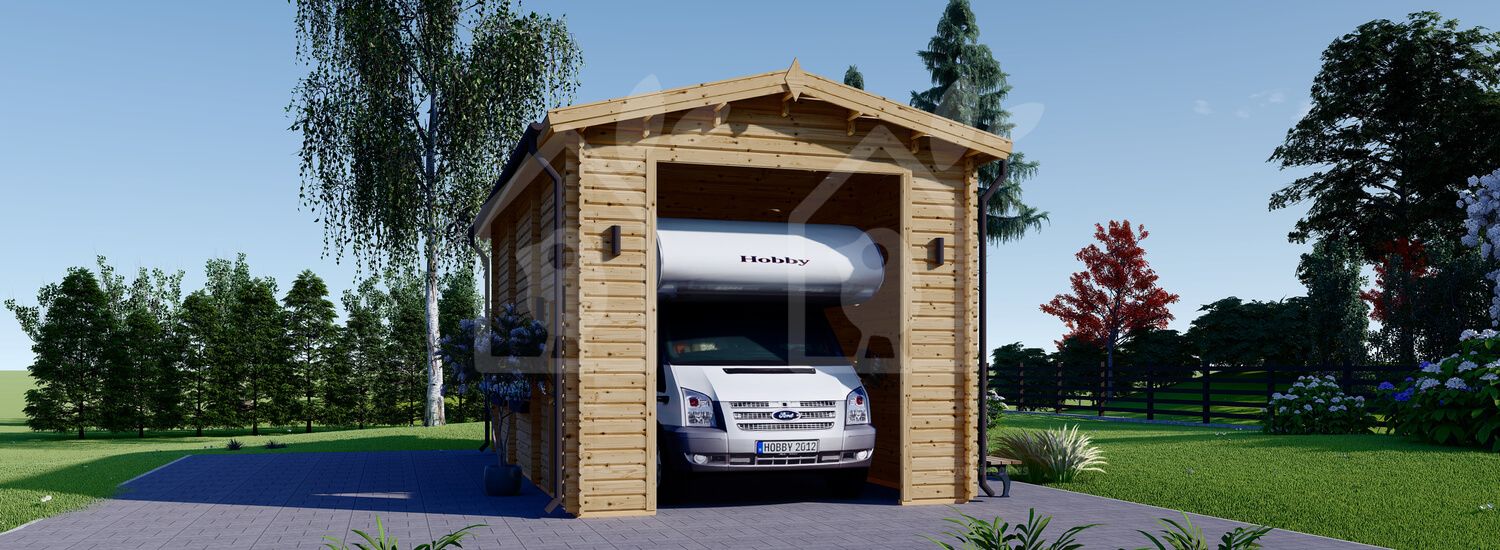 Garaje de madera CAMPING CAR (44 mm), 4x8 m, 32 m²