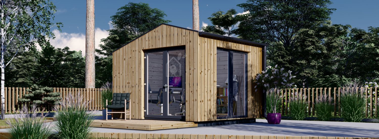 Oficina prefabricada de madera TONIA (Aislada, 34 mm + revestimiento), 3x3 m, 9 m² visualization 1